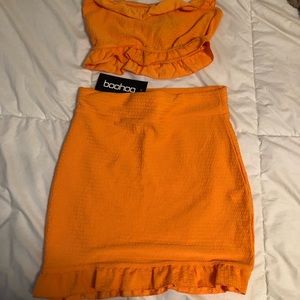 Boohoo orange bandeau set